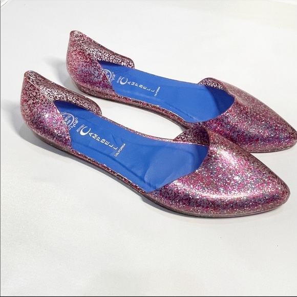 Jeffrey Campbell Havana D’orsay Pink Glitter Jelly flats size 7 - Picture 1 of 9